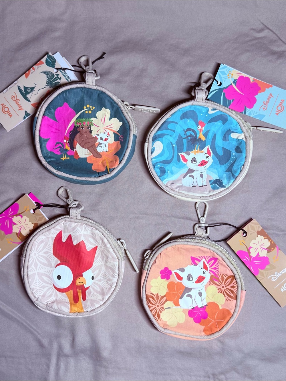 NWT Special Disney x ALOHA Collection Moana Cuties Set - All 4 Sold Out Pouches